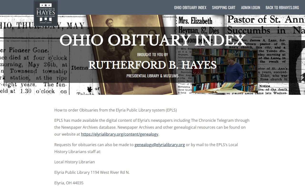 Elyria city directory obituary and newspaper request source