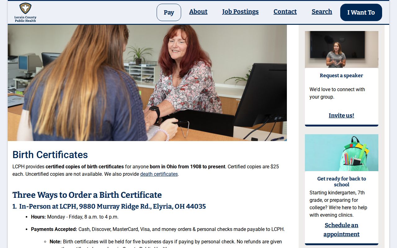 Elyria residents directory Lorain County birth certificate source