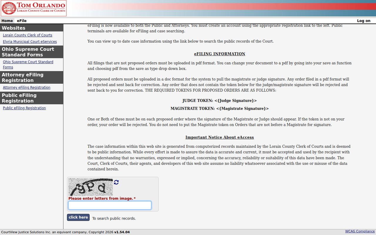 Elyria residents directory Lorain Common Pleas eServices portal