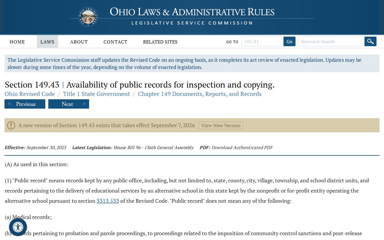 Elyria residents directory Ohio Public Records Act source