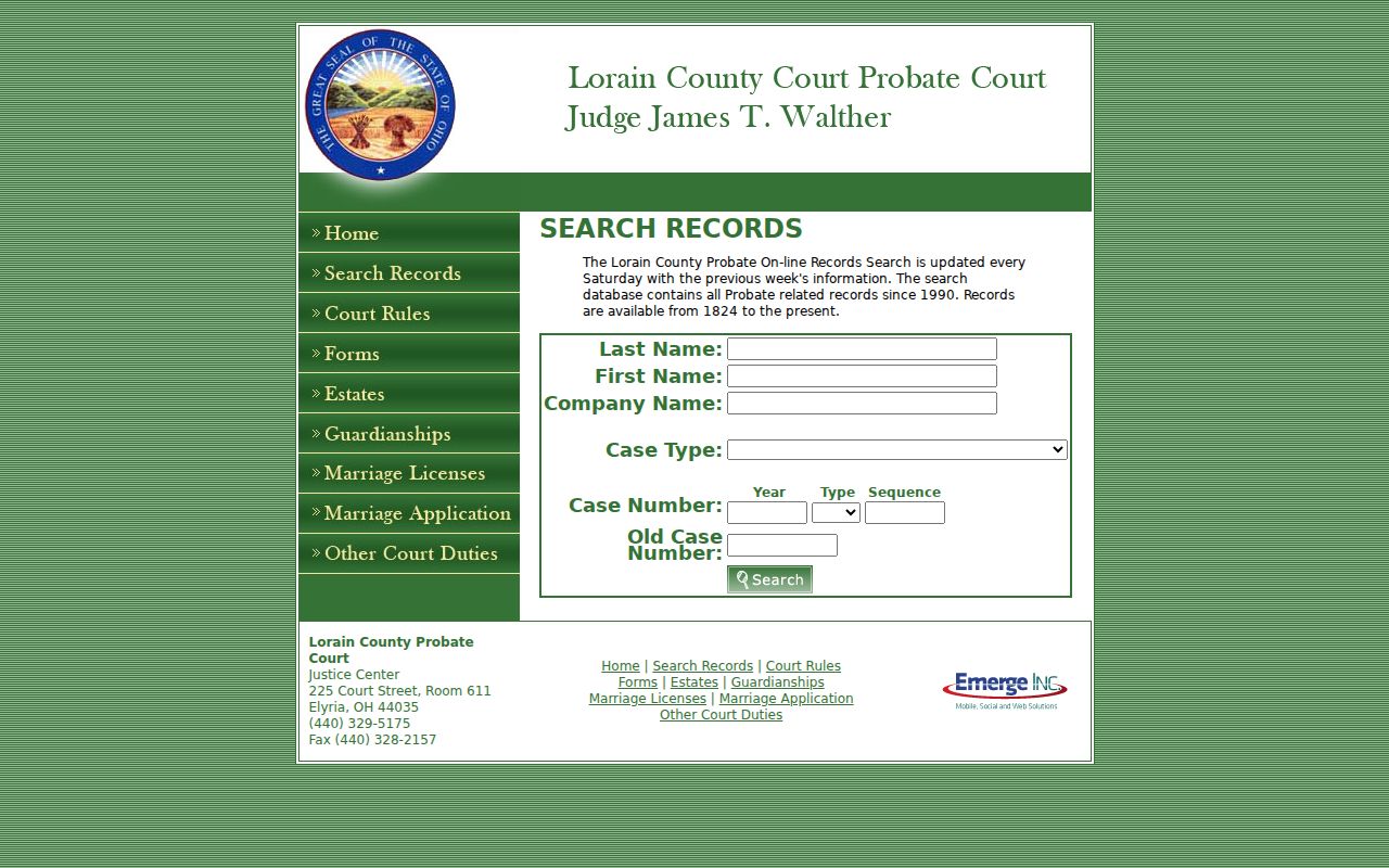 Elyria residents directory Lorain Probate Court search