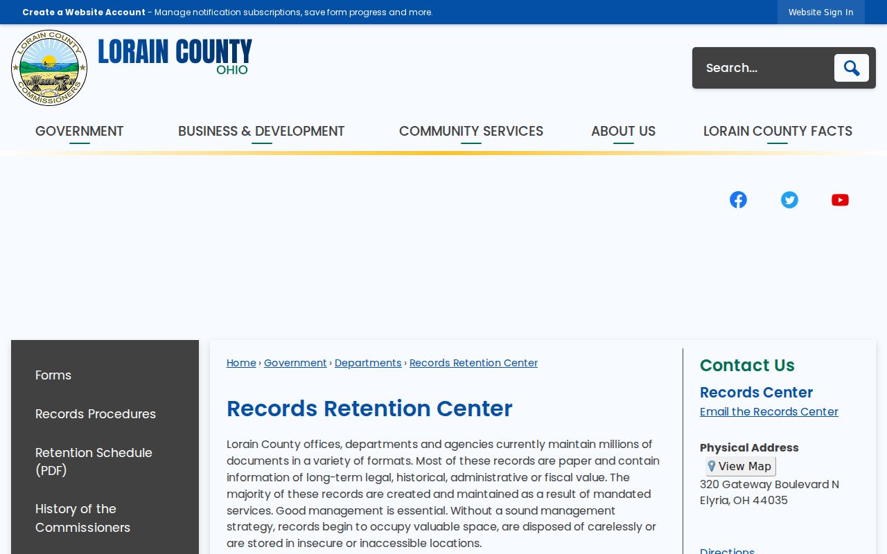 Elyria previous residents Lorain County Records Retention Center