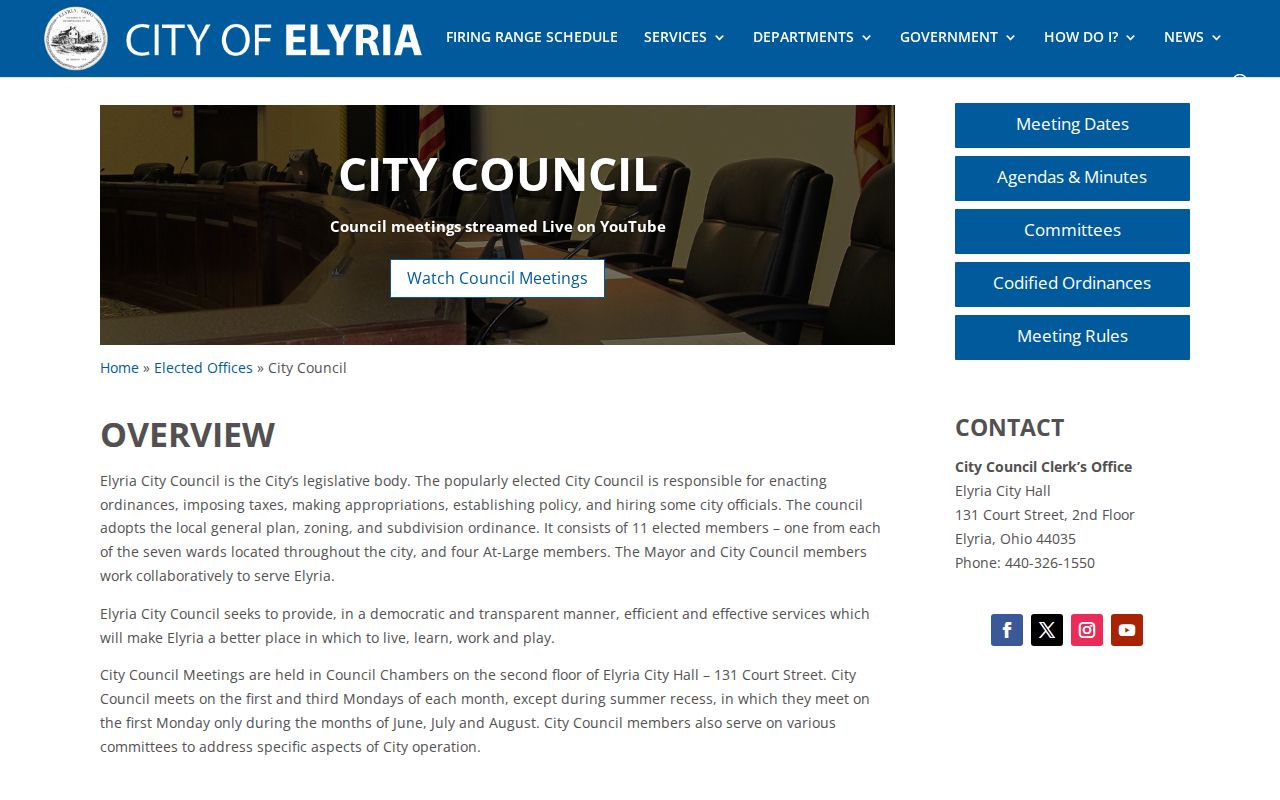 Elyria ZIP code directory City Council ward map source